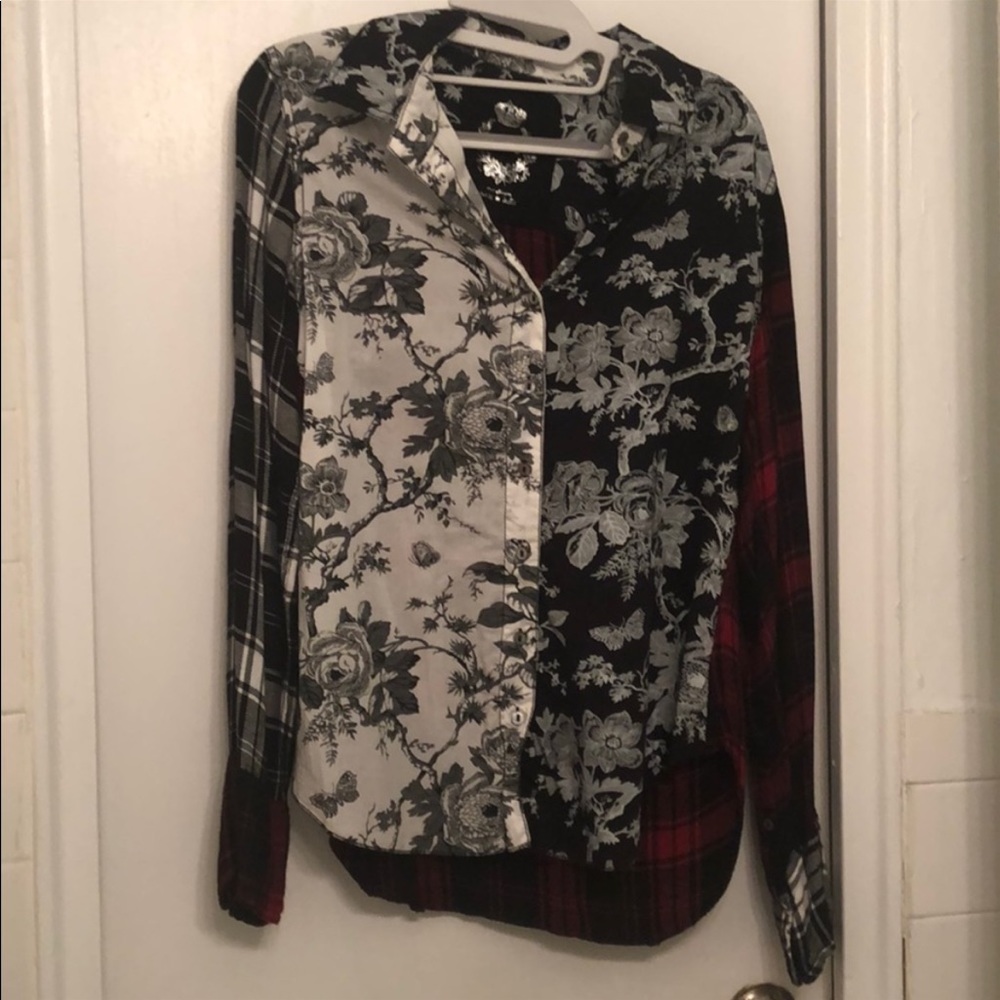 Paisley/plaid button down shirt
